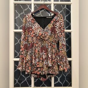 Floral V-Neck Women's Romper - like new!